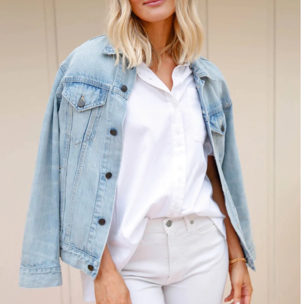 Able Merly Jacket Sunbleached Light blue denim size Large jean jacket L